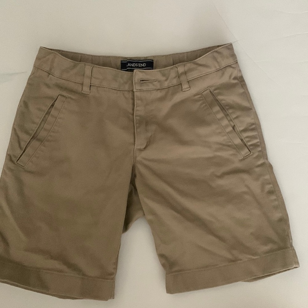 lands End girls khaki shorts, size 10